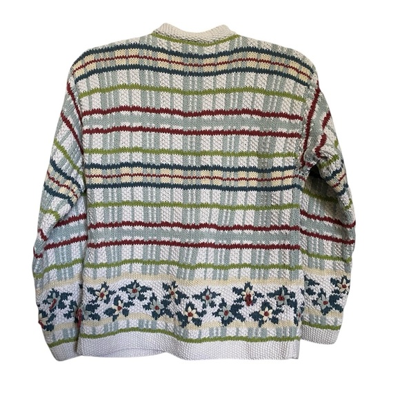 100% Cotton Vintage Principles Striped Floral Knit Sweater - Picture 2 of 10